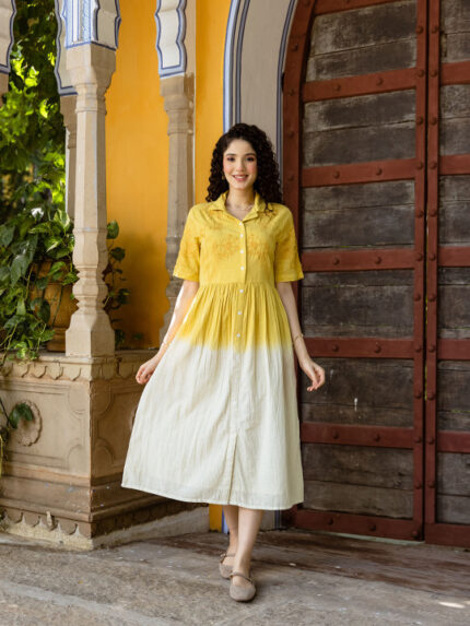 Pure Cotton Embroidered Midi